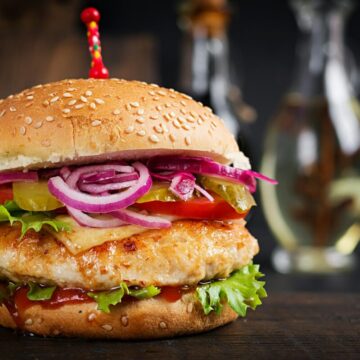 Chicken hamburger. Sandwich with chicken burger