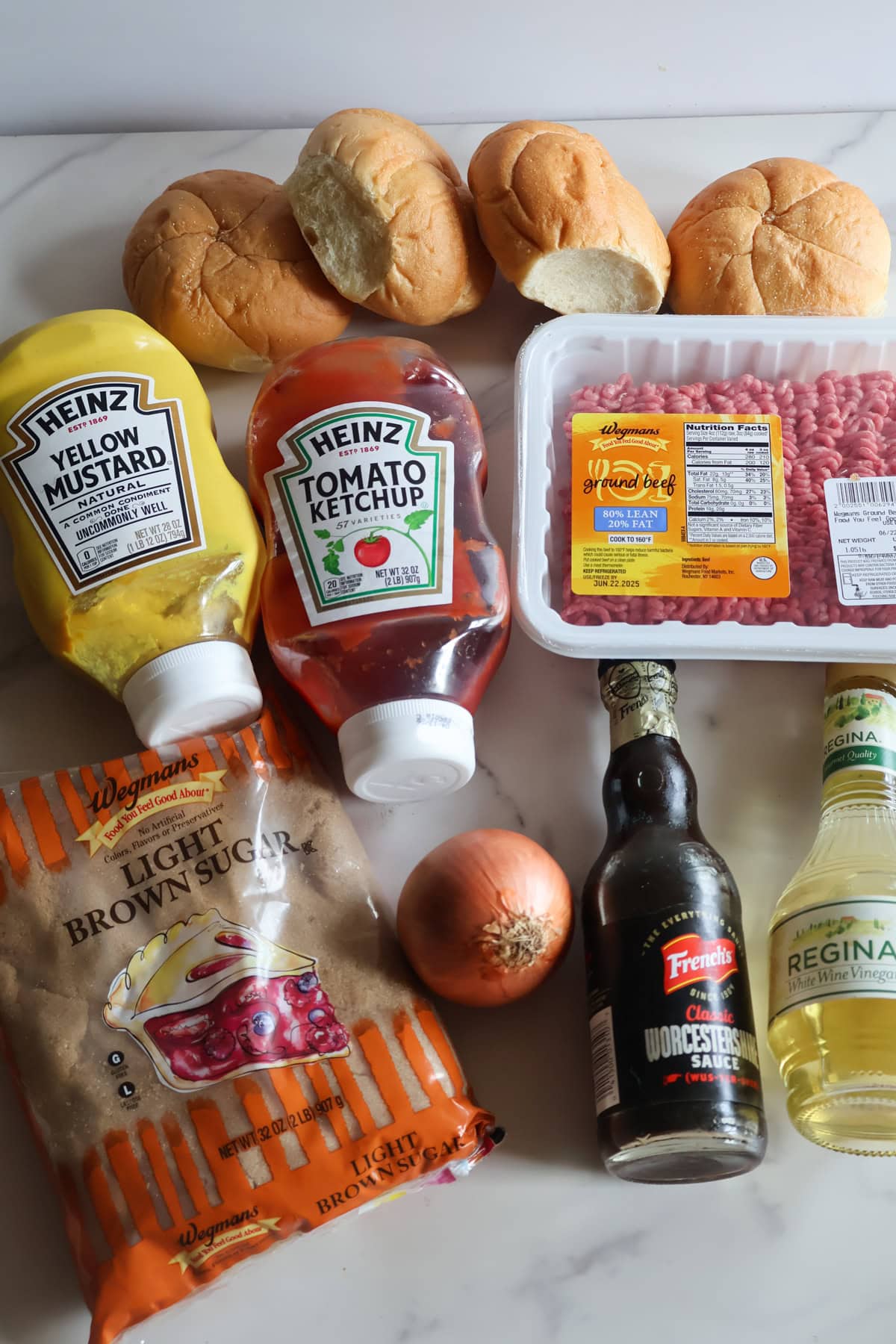 Ingredients on table for sloppy joes.