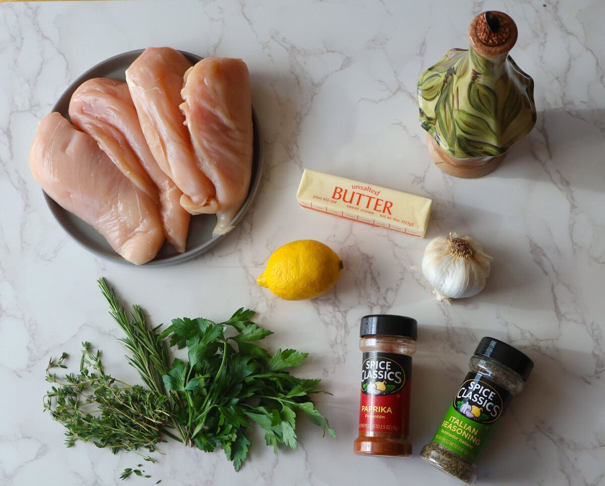 Ingredients for Garlic and Herb Chicken.