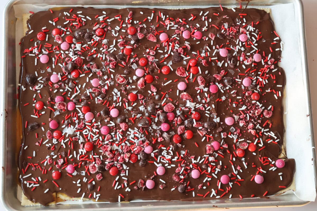 Valentine's day crack on a sheet pan.