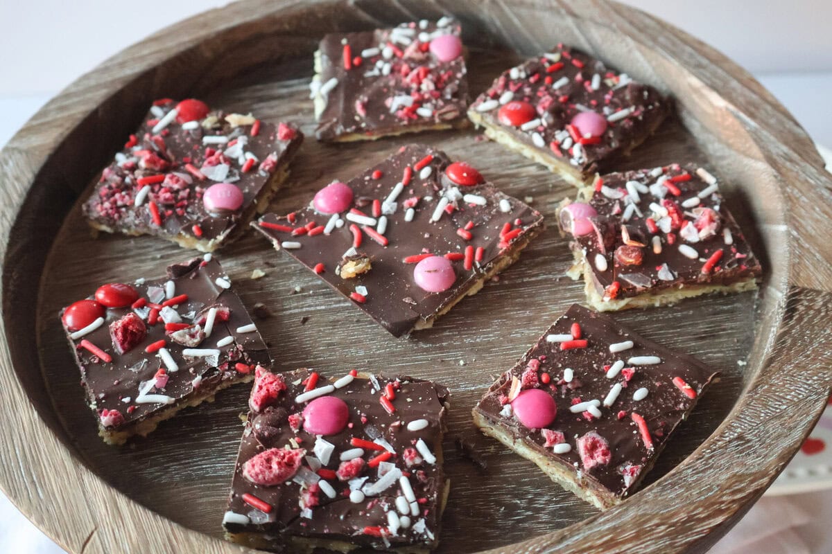 Valentine's Day crack on a wooden stand.