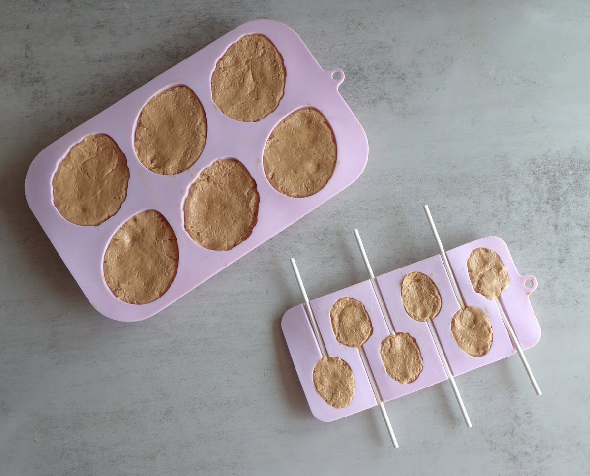 Peanut butter mixture in the egg mold