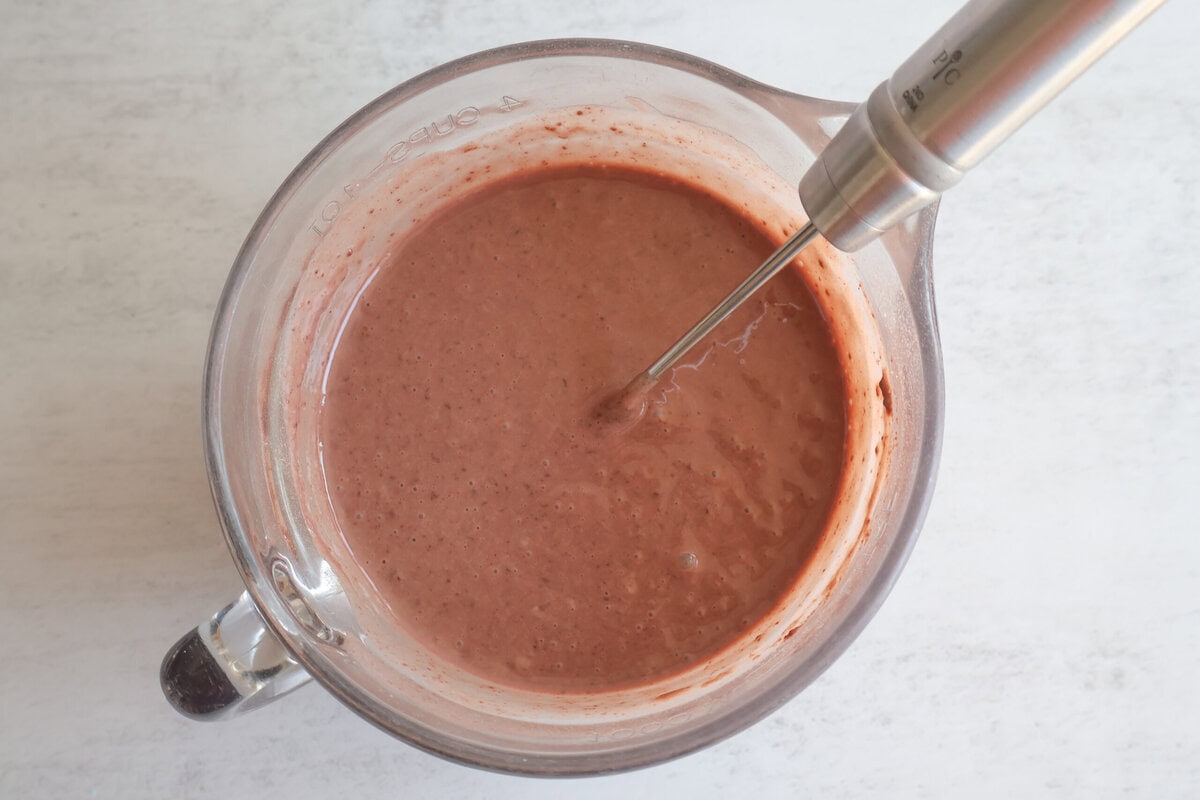 Pudding in a mixing bowl.