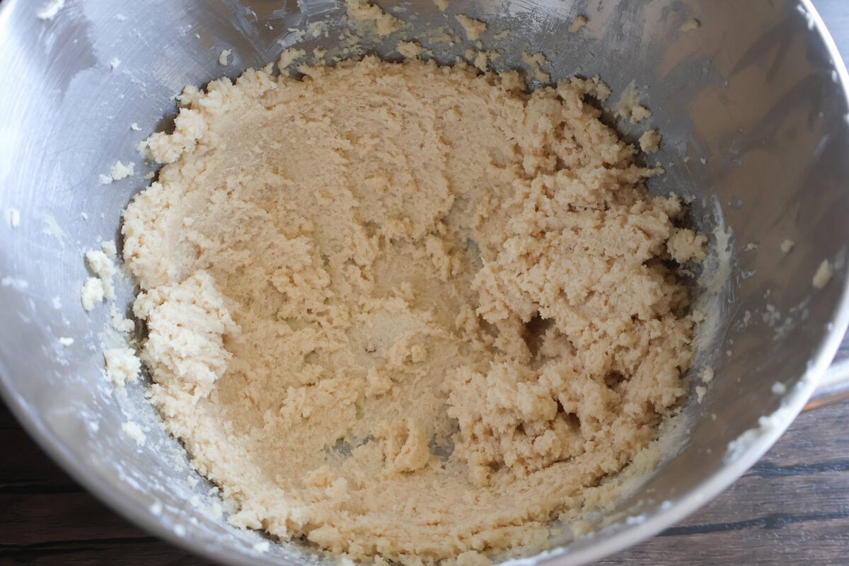 butter and sugars creamed together.