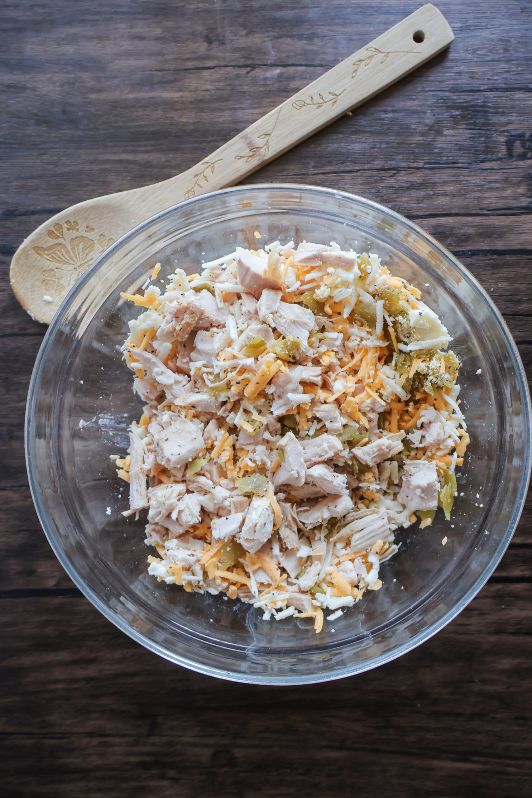 filling for the creamy white chicken enchiladas