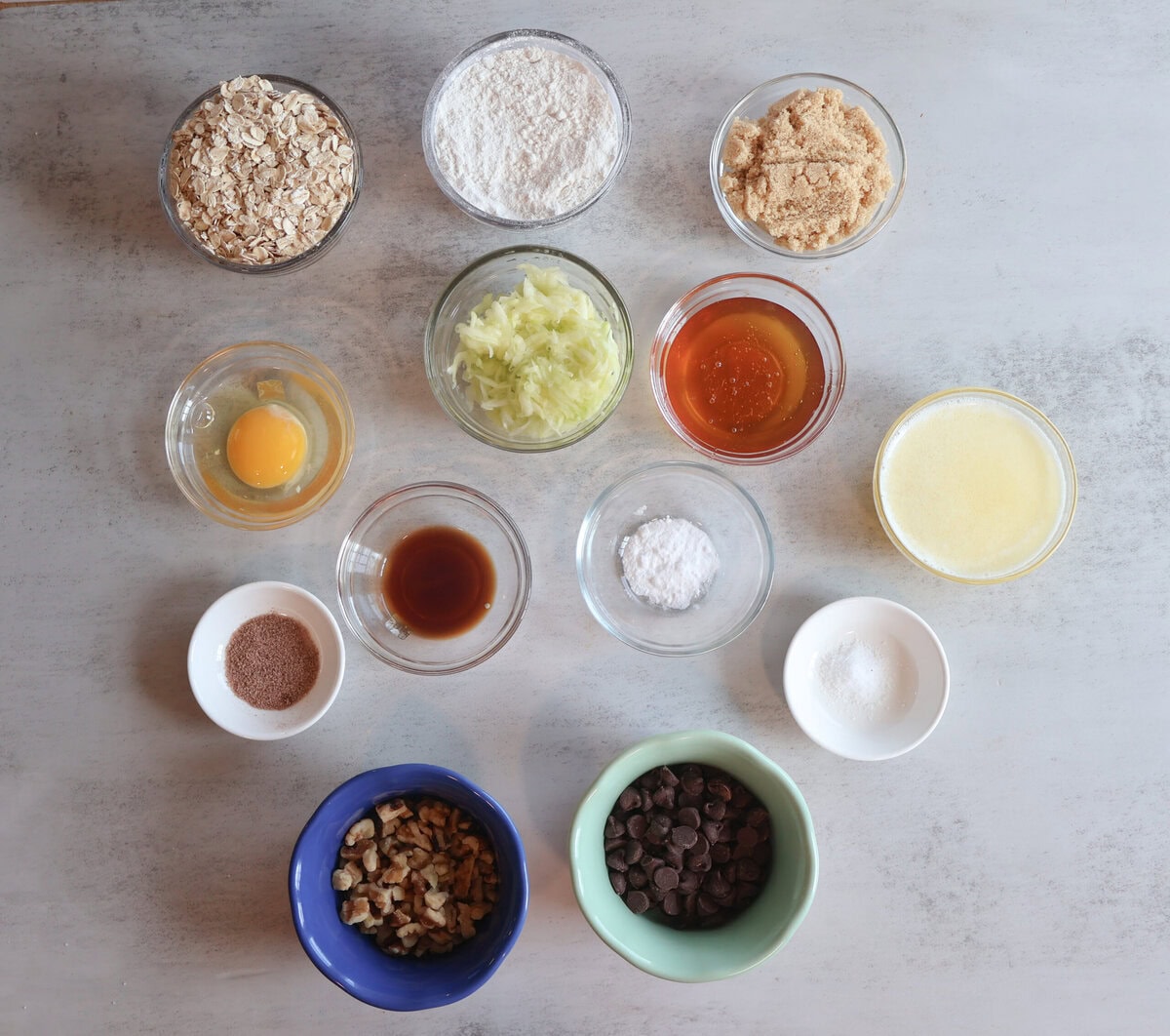 Ingredients for zucchini breakfast cookies