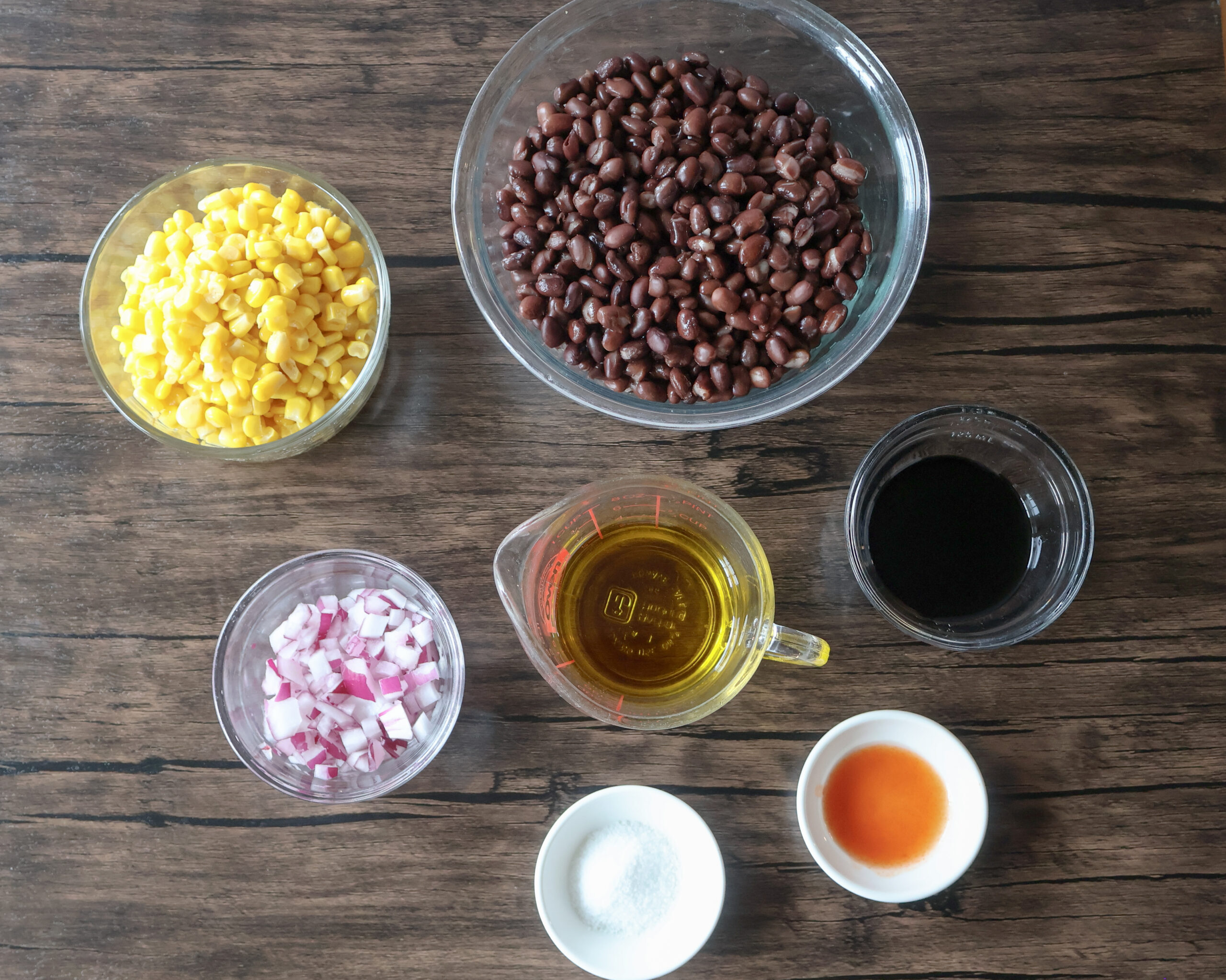 Ingredients for the black bean and corn dip.