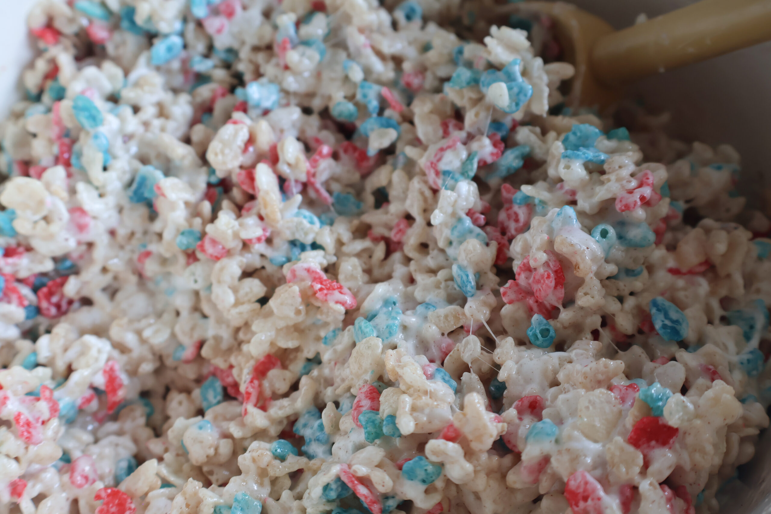 rice krispies added to the marshmallow mix.