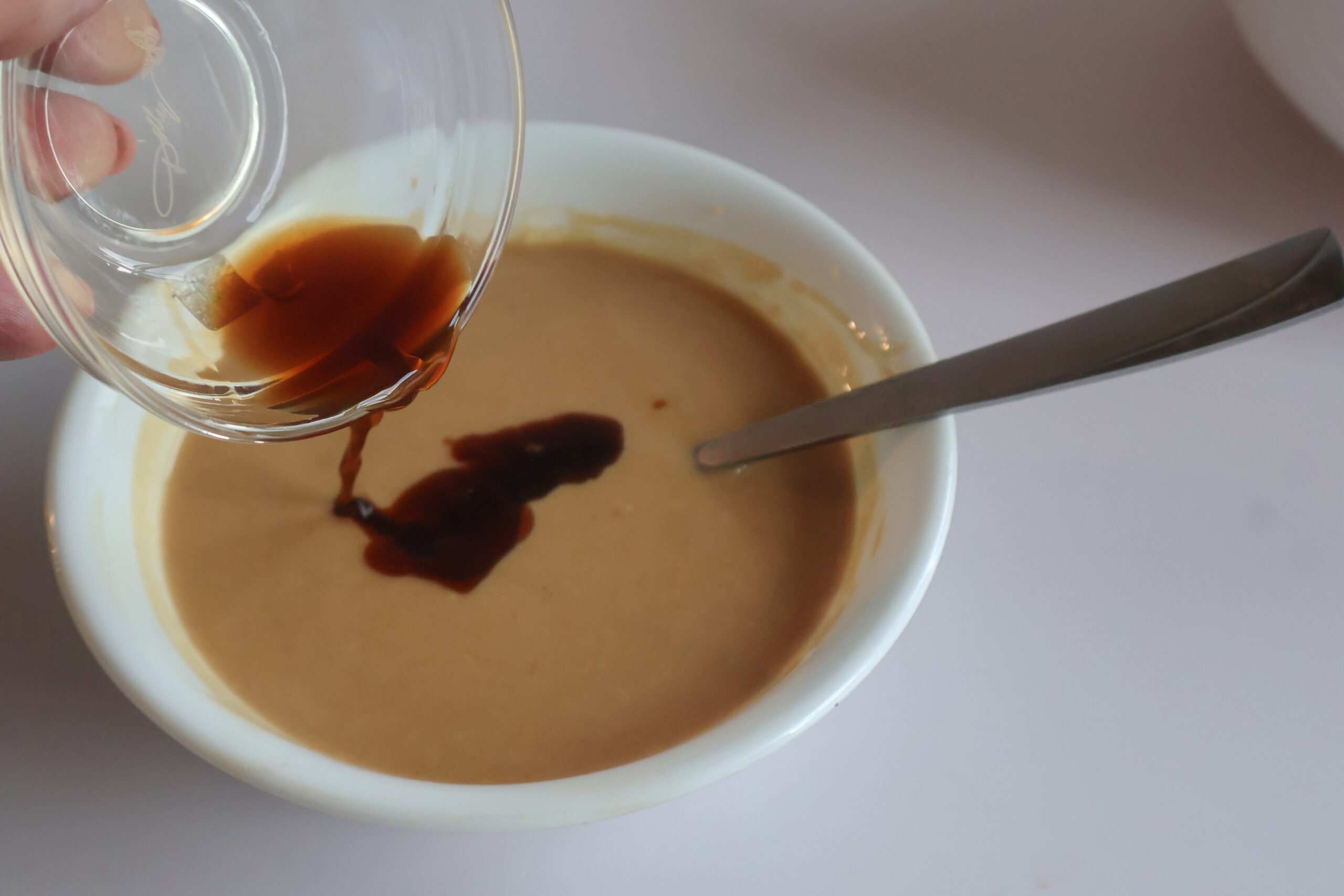 peanut butter and butter mixture adding vanilla extract.