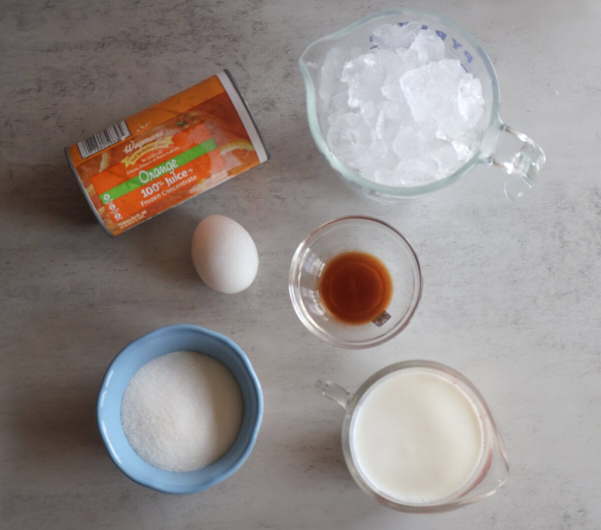 Ingredients for the Creamsicle Orange Frost.