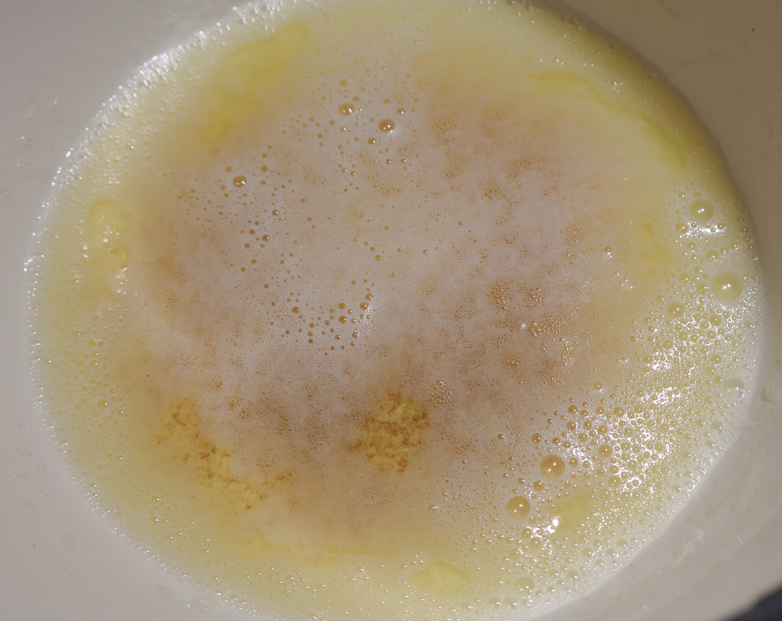 Browned butter in a pot.