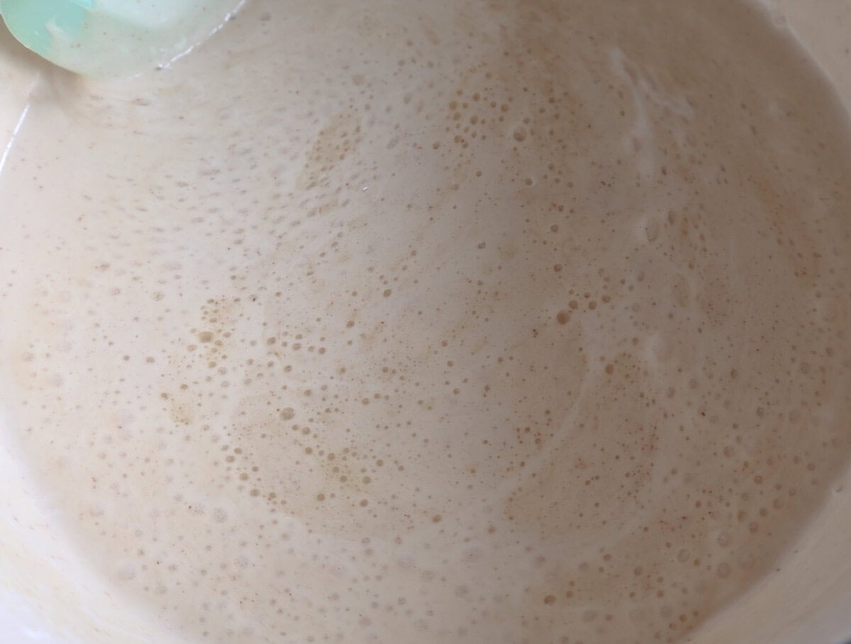 Ingredients mixed in with marshmallows.