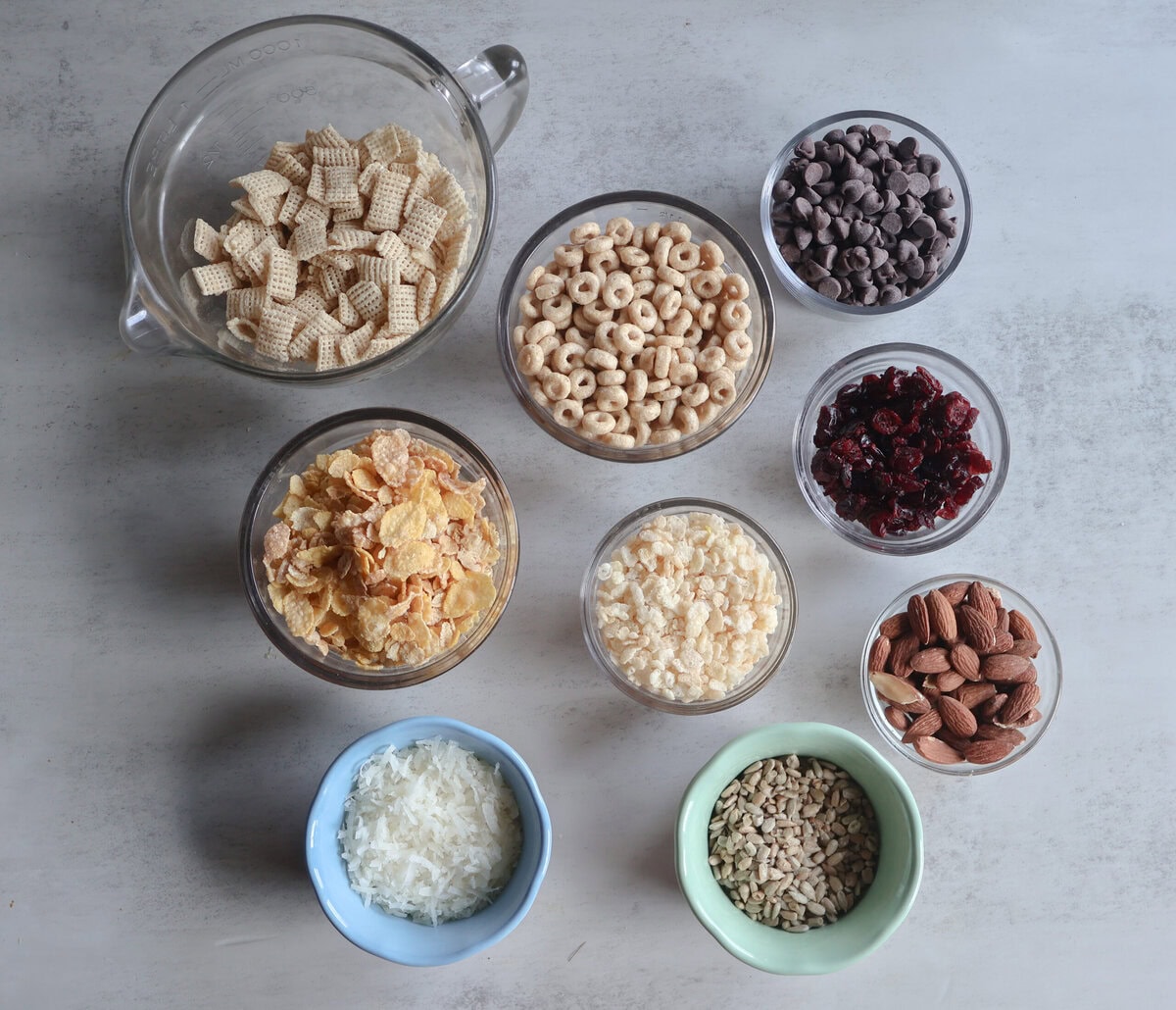 ingredients for the Easy Homemade Cereal Trail Mix