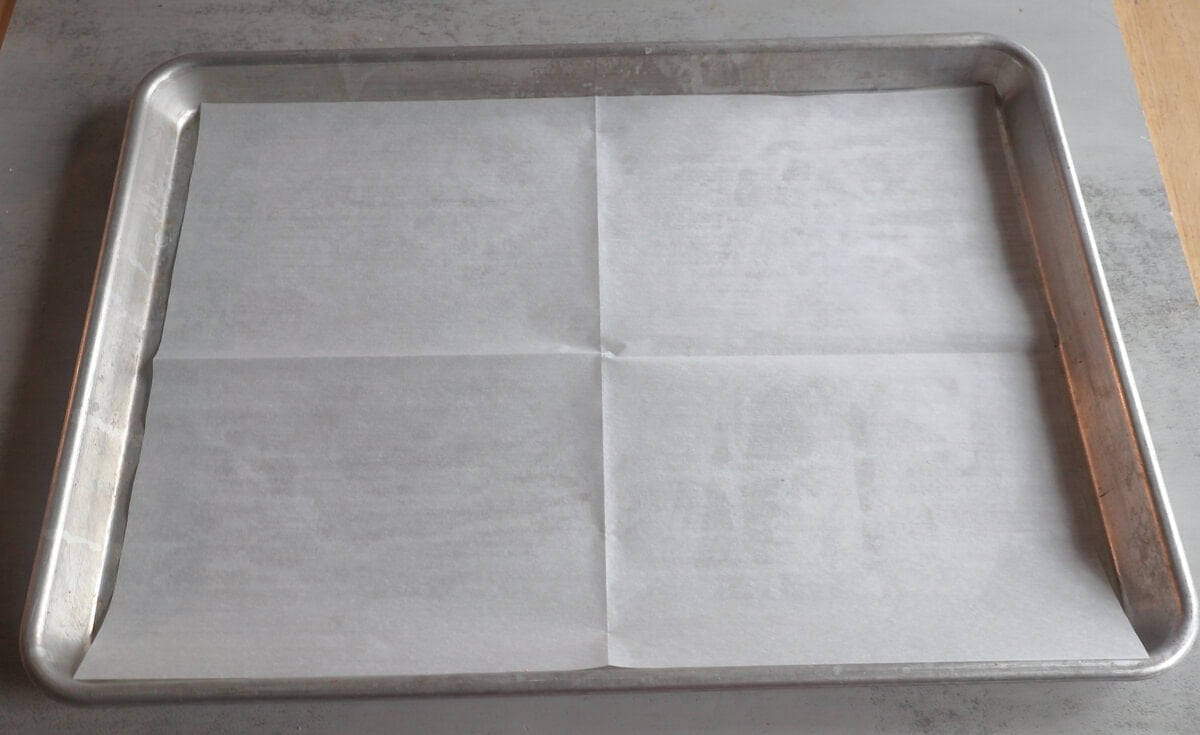 baking pan lined with parchment paper.