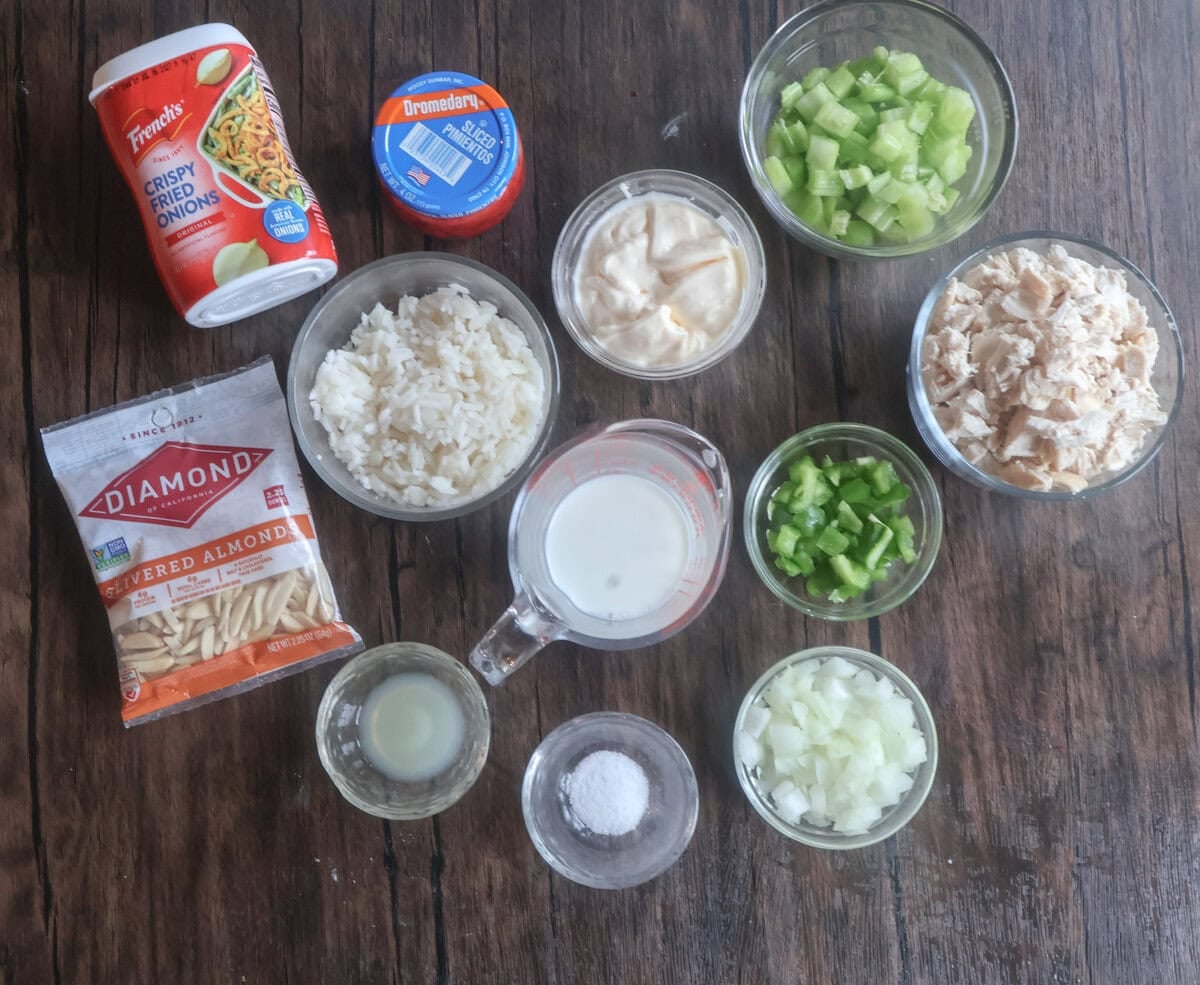 ingredients for baked chicken salad.