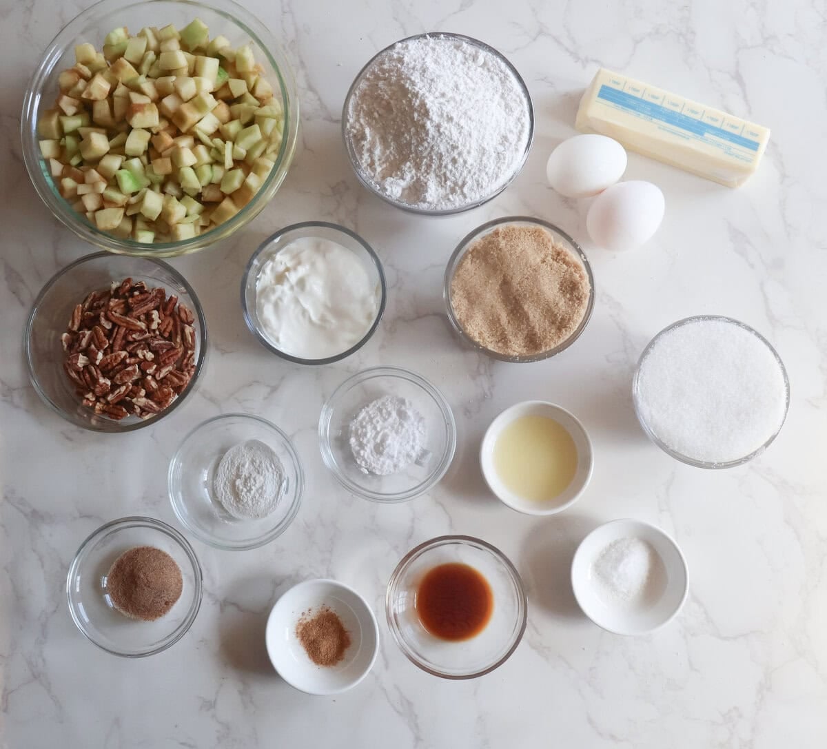 Ingedients for the apple cake