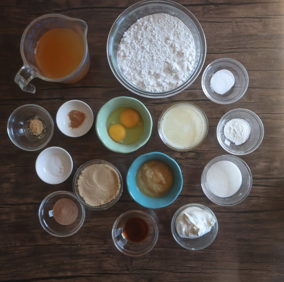 Ingredients for the apple cider donut muffins.