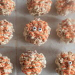 decorated brown butter popcorn balls.