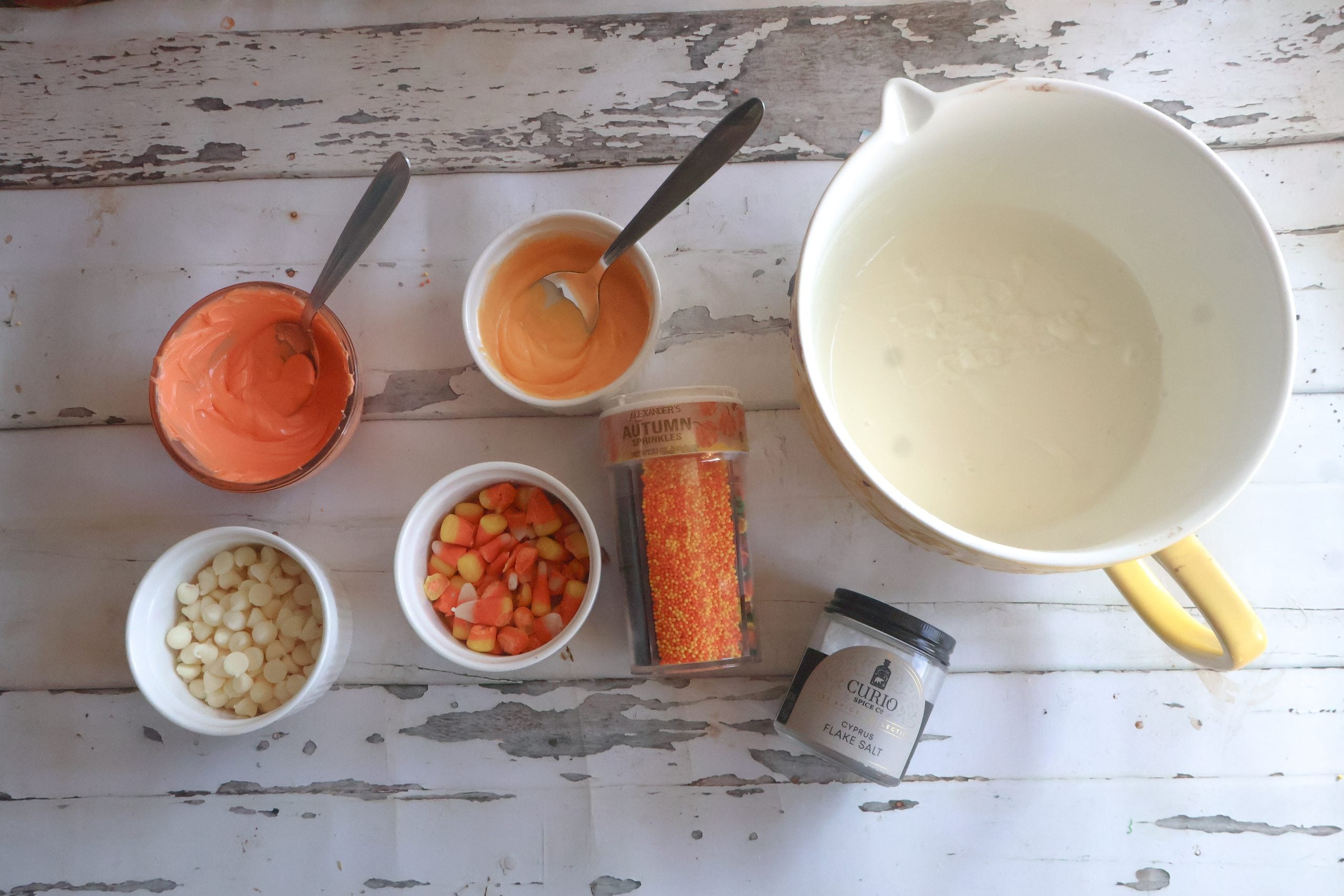 ingredients for the candy corn bark