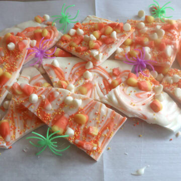 candy corn bark with play spiders